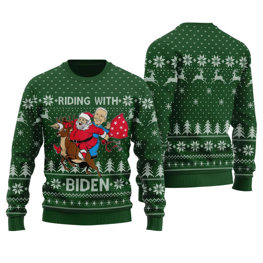 Santa Joe Biden Christmas Sleigh Christmas Sweater