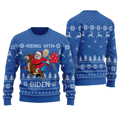 Santa Joe Biden Christmas Sleigh Christmas Sweater