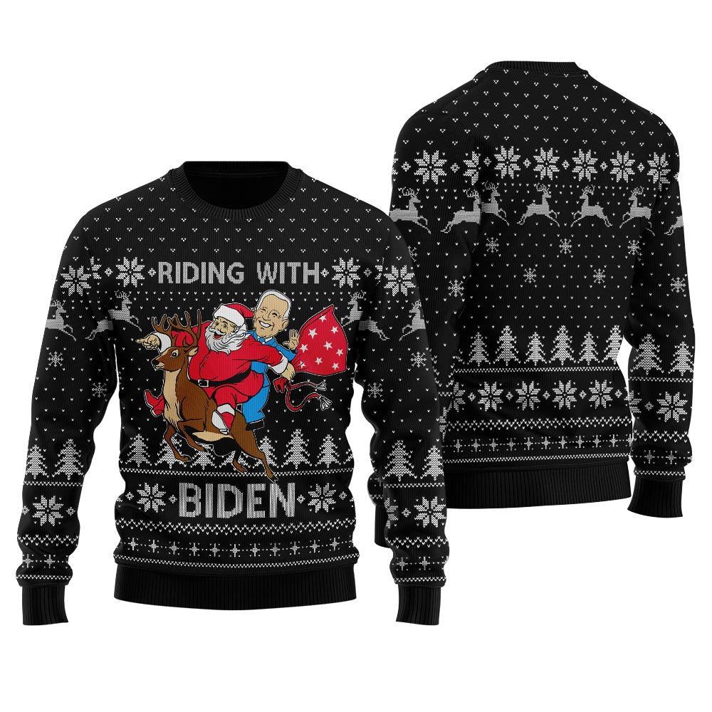 Santa Joe Biden Christmas Sleigh Christmas Sweater