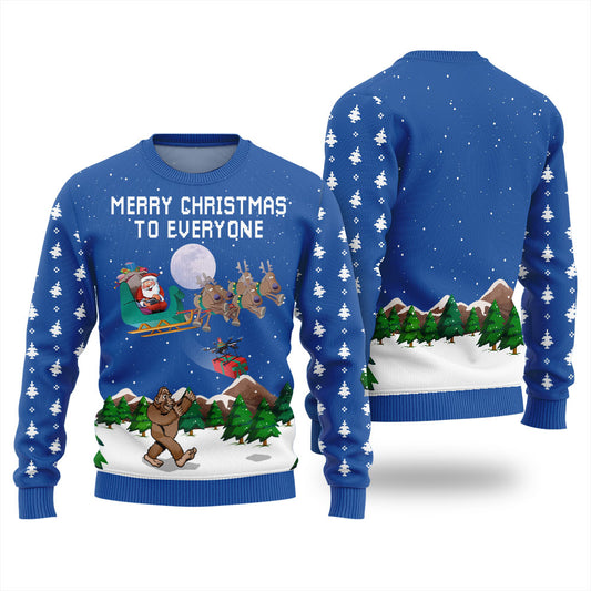 Santa Merry Christmas To Bigfoot Xmas Sweaters For Ladies