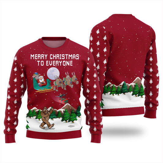 Santa Merry Christmas To Bigfoot Xmas Sweaters For Ladies