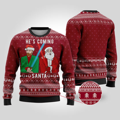 Santa Obi-Wan Kenobi Ugly Christmas Sweater Cardinal Red