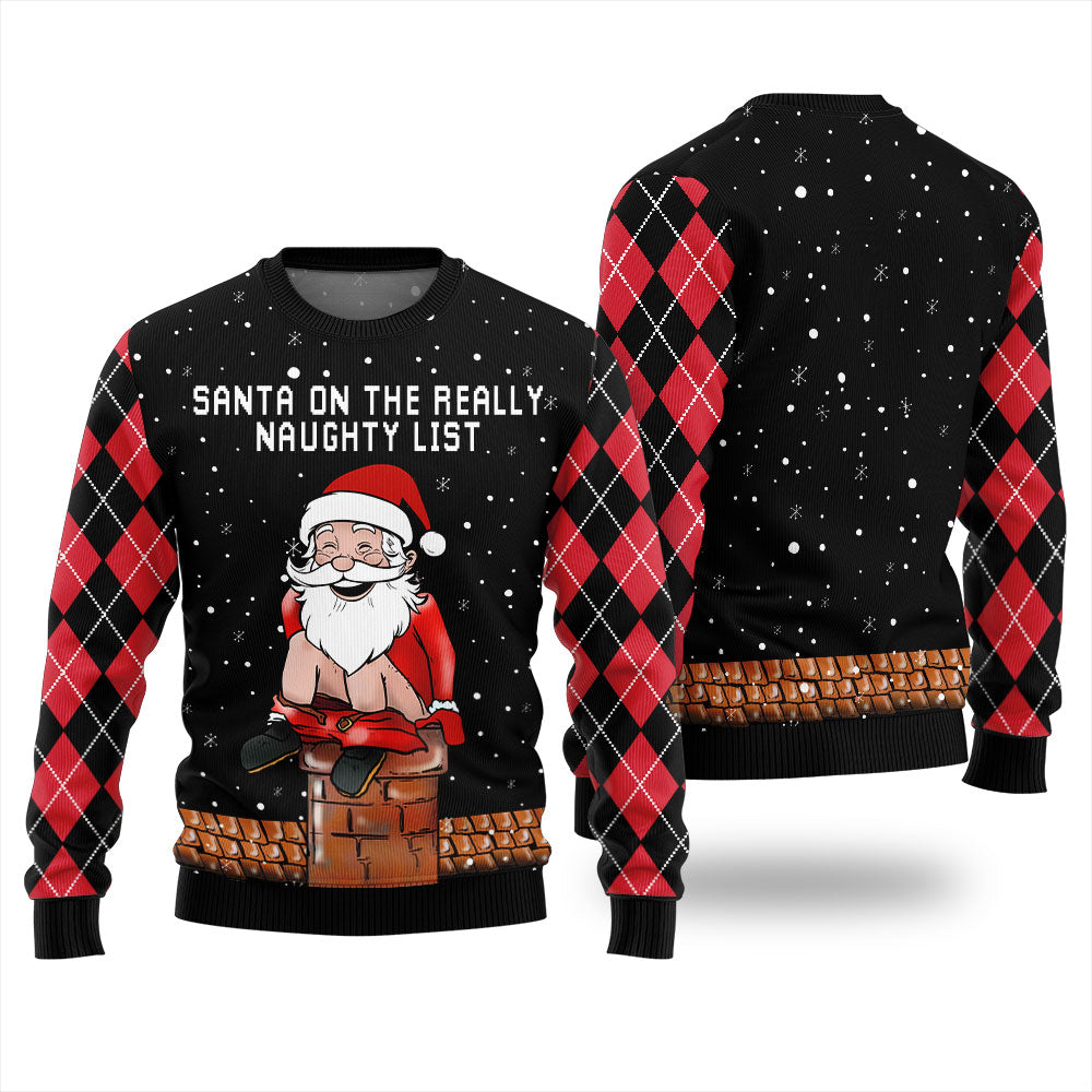 Santa On The Really Naughty List Ugly Christmas Sweater For Women