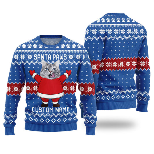Santa Paws Custom Pet Christmas Sweater Women