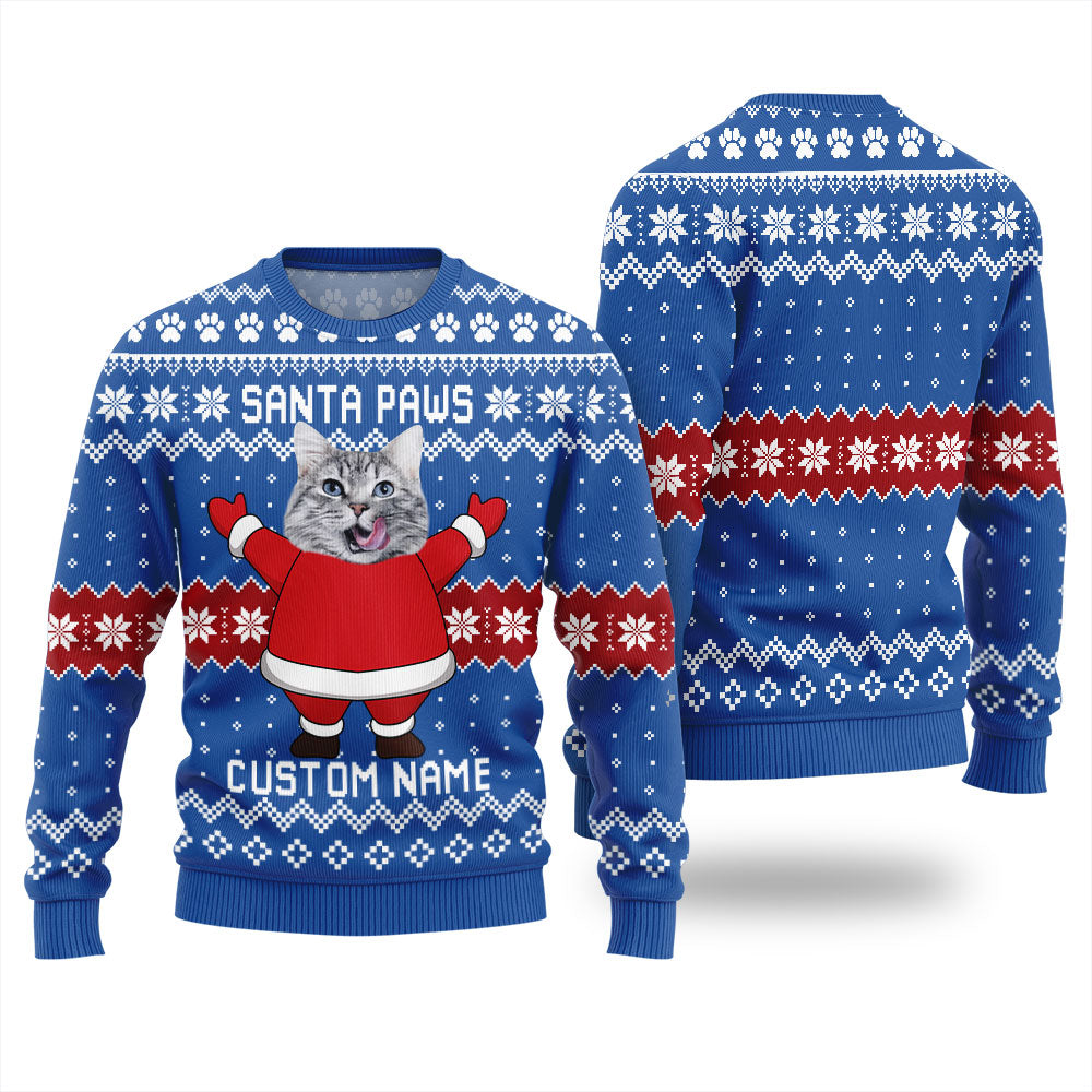 Santa Paws Custom Pet Christmas Sweater Women