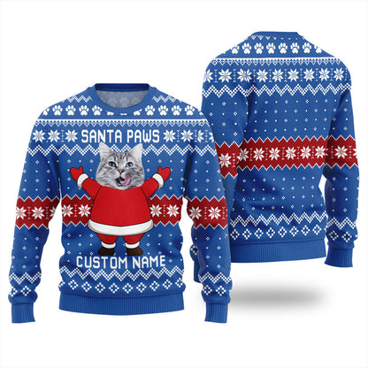 Custom Cat Face Mens Christmas Sweater