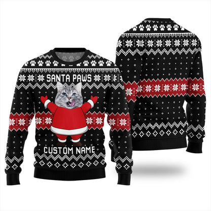 Custom Cat Face Mens Christmas Sweater
