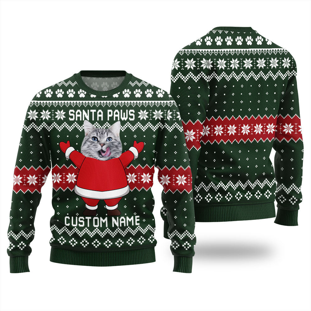 Custom Cat Face Mens Christmas Sweater