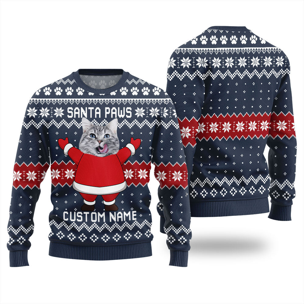 Santa Paws Custom Pet Christmas Sweater Women