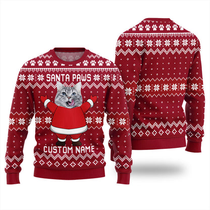 Custom Cat Face Mens Christmas Sweater