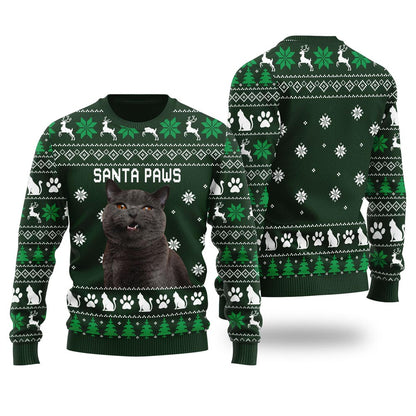 Santa Paws Custom Cat Christmas Sweater For Men