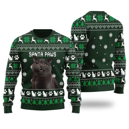 Santa Paws Personalized Cat Christmas Sweater