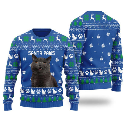 Santa Paws Personalized Cat Christmas Sweater