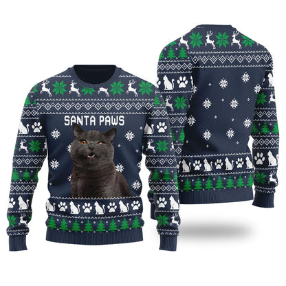 Santa Paws Personalized Cat Christmas Sweater