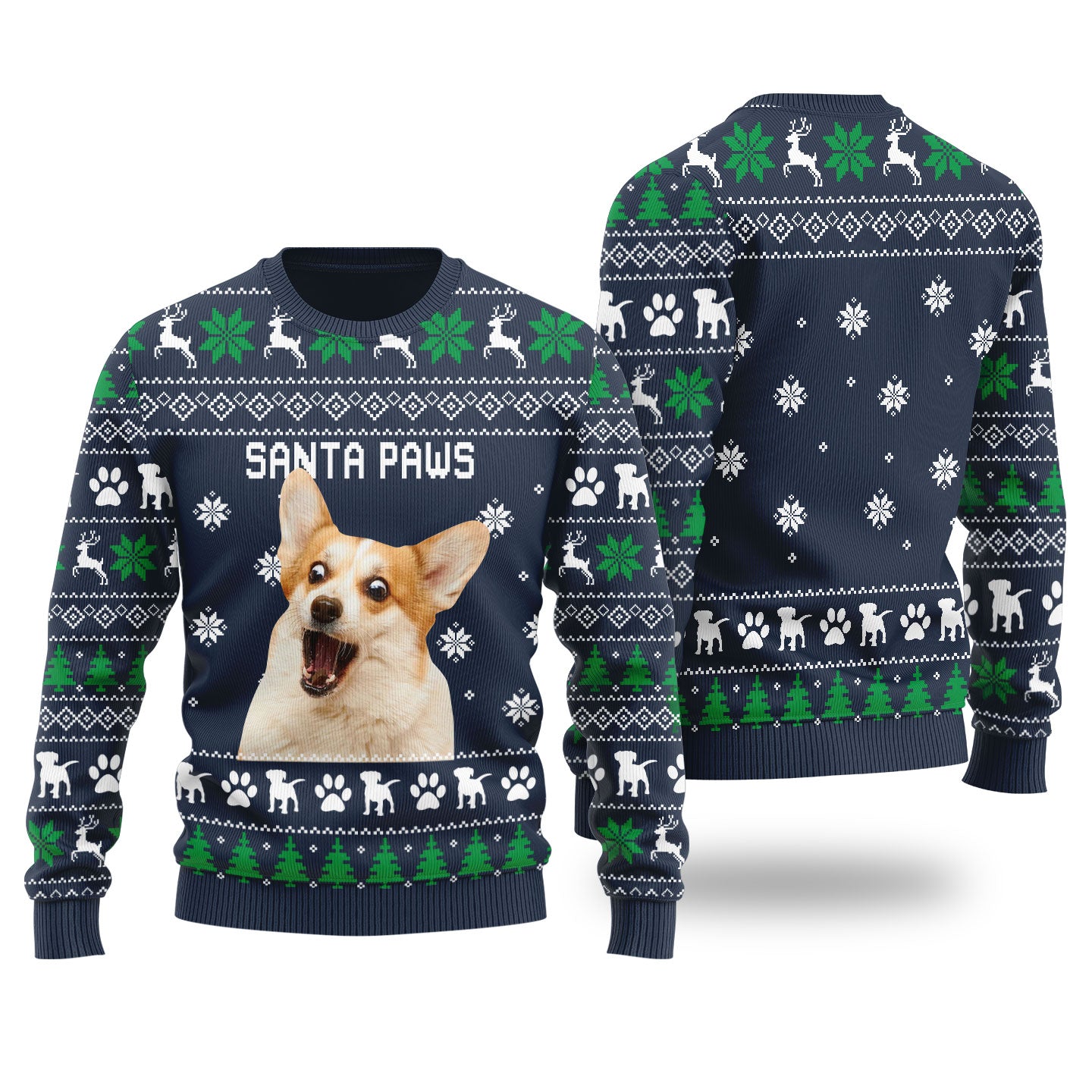 Santa Paws Personalized Dog Christmas Sweater Men's