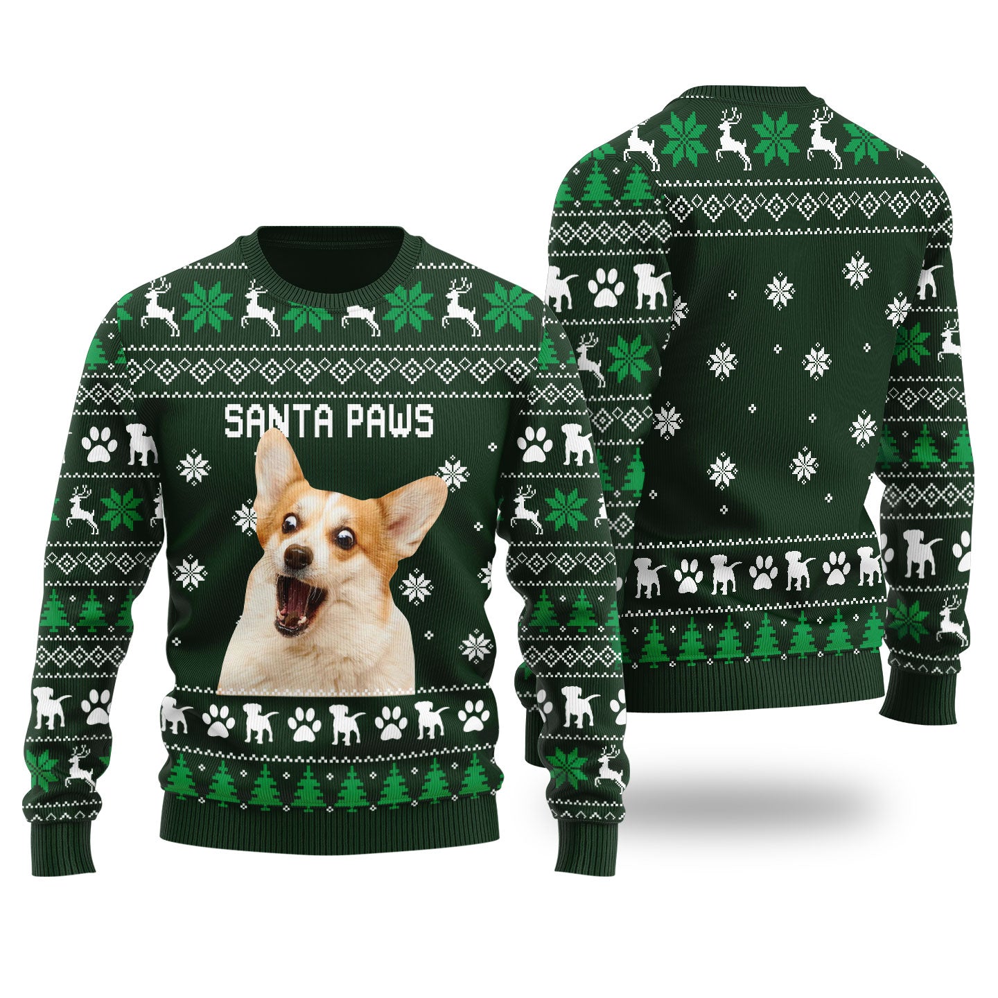 Santa Paws Personalized Dog Christmas Sweater Men's