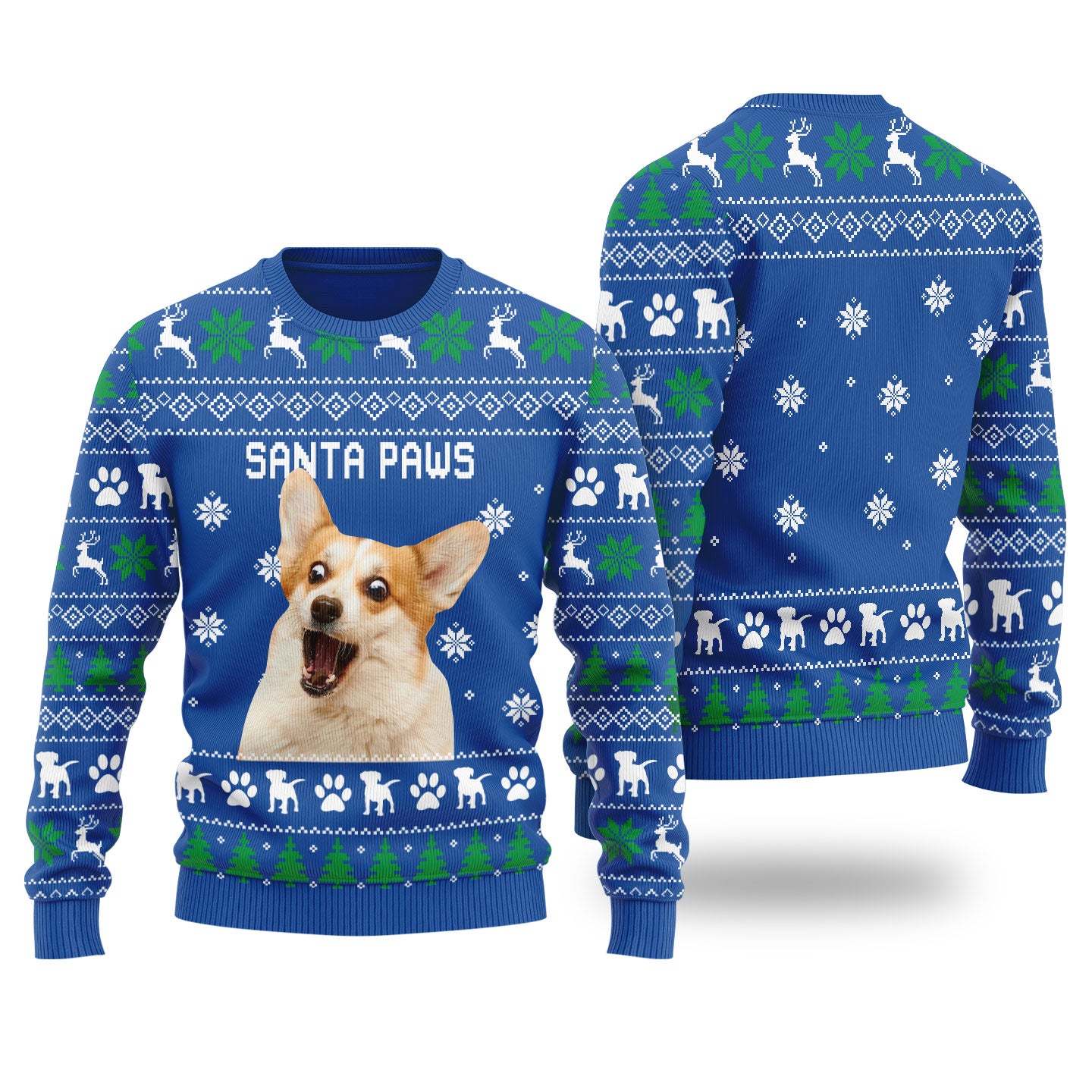 Santa Paws Women's Custom Christmas Sweater With Dog