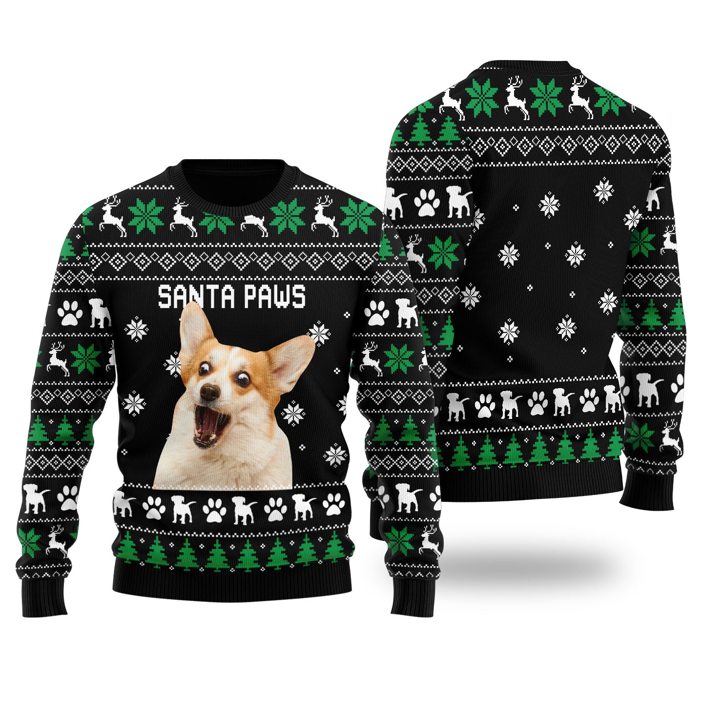 Santa Paws Women's Custom Christmas Sweater With Dog