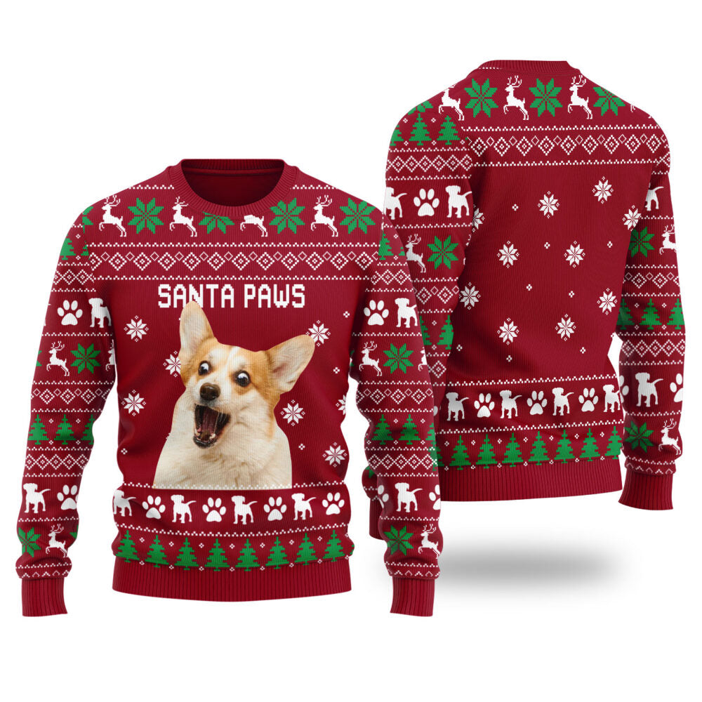Santa Paws Women's Custom Christmas Sweater With Dog