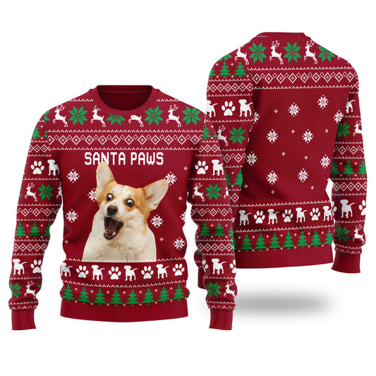Santa Paws Women's Custom Christmas Sweater With Dog