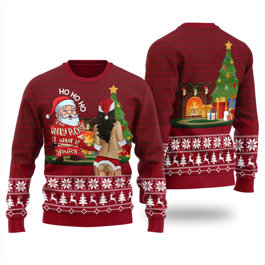 Santa Playing With Hotgirl Ugly HO HO HO Sweater For Women
