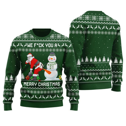Naughty Santa Snowman Ugly Christmas Sweater For Women