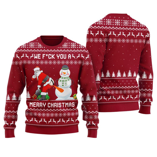 Santa Playing With Snowman Ugly Christmas Sweater For Men