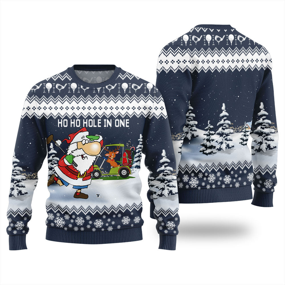 Santa Reindeer And Golf Funny Christmas Sweaters