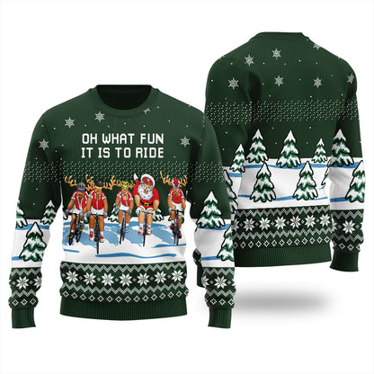 Santa Reindeer Cycling Women's Ugly Christmas Sweater