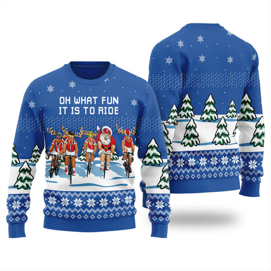 Santa Reindeer Cycling Women's Ugly Christmas Sweater