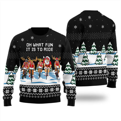 Santa Reindeer Cycling Women's Ugly Christmas Sweater