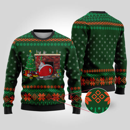 Santa Rip Pants Forest Green Ugly Christmas Sweater - Funny Ugly Christmas Sweater