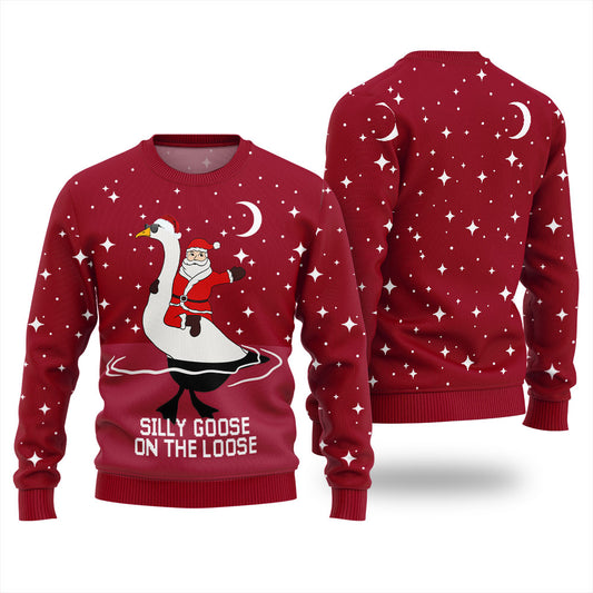 Santa Rising Goose Ugly Christmas Sweater