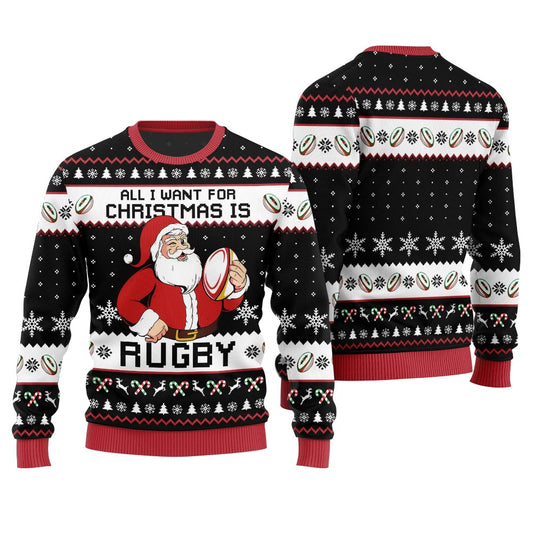 Santa Rugby Ugly Christmas Sweater