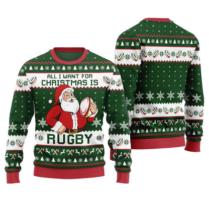 Santa Rugby Ugly Christmas Sweater