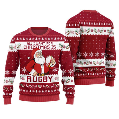 Santa Rugby Ugly Christmas Sweater