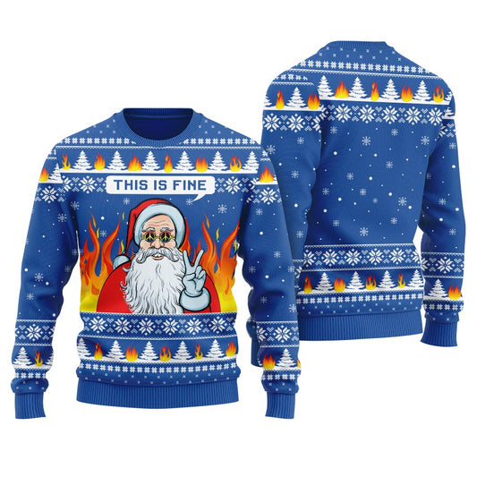 Santa Say Hi With The Fire Women's Ugly Christmas Sweater