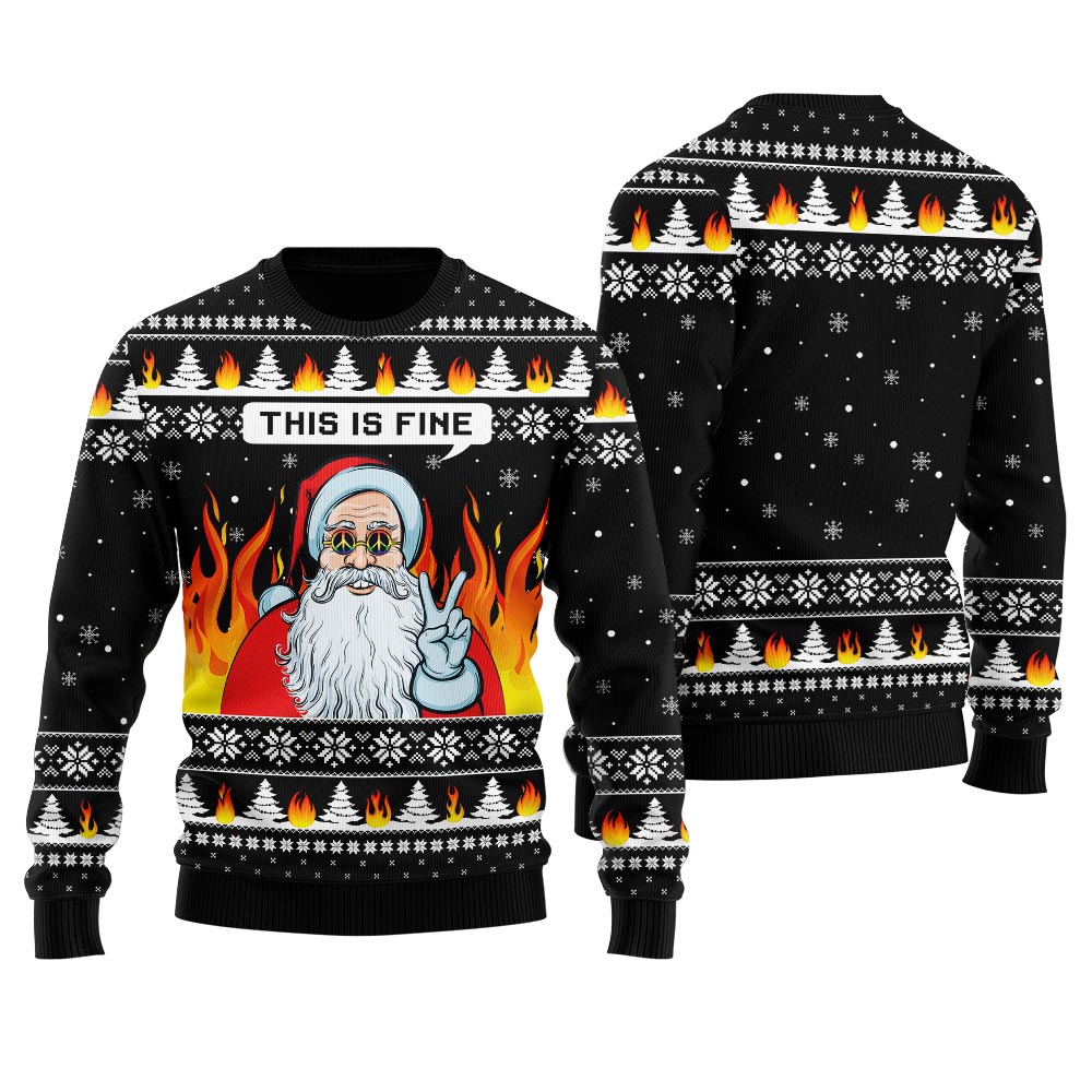Santa Say Hi With The Fire Women's Ugly Christmas Sweater