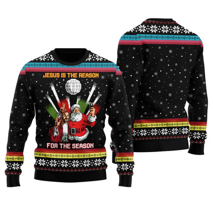 Santa Selfie With Jesus Men's Ugly Christmas Sweater