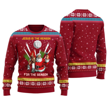 Santa Selfie With Jesus Men's Ugly Christmas Sweater