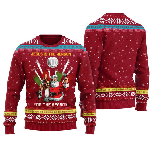 Santa Selfie With Jesus Men's Ugly Christmas Sweater