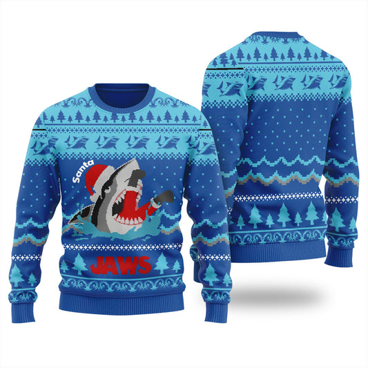 Santa Shark Jaws Christmas Sweater For Women