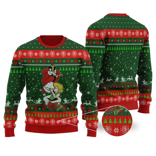 Santa Spiderman Kissing Funny Ugly Sweaters