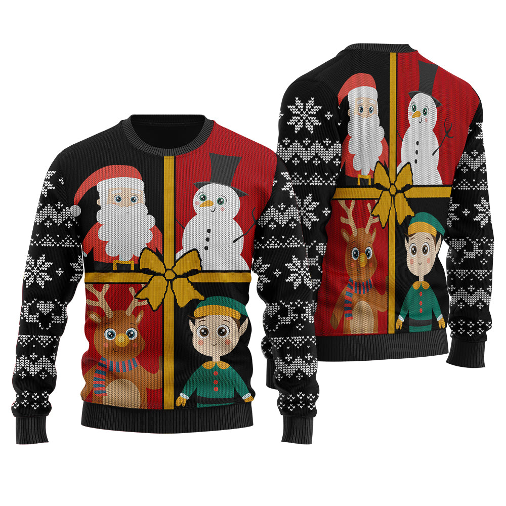 Santa Squad Ugly Christmas Sweater Black