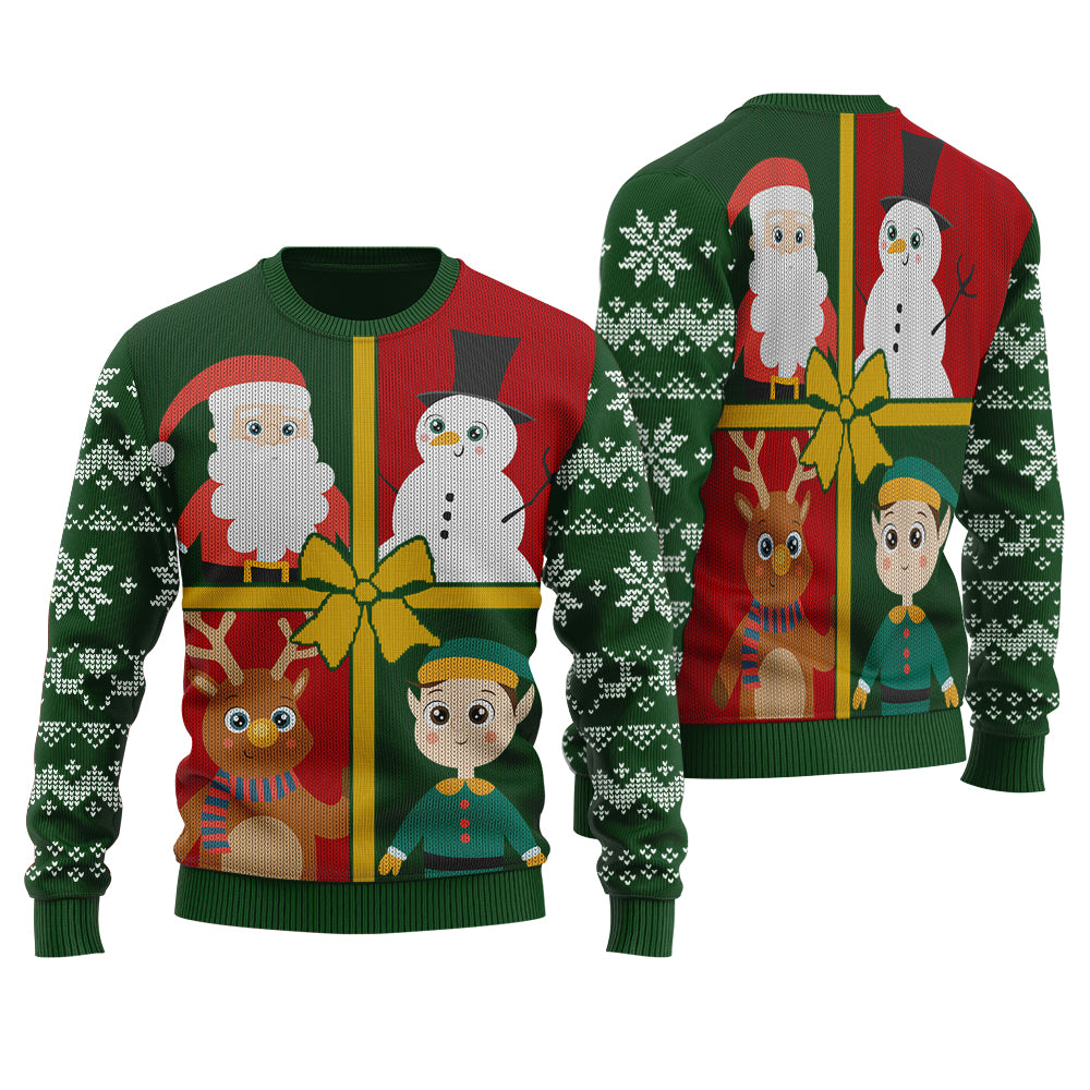 Santa Squad Ugly Christmas Sweater Forest Green