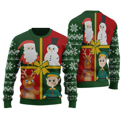 Santa Squad Ugly Christmas Sweater Forest Green