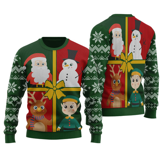 Santa Squad Ugly Christmas Sweater Forest Green
