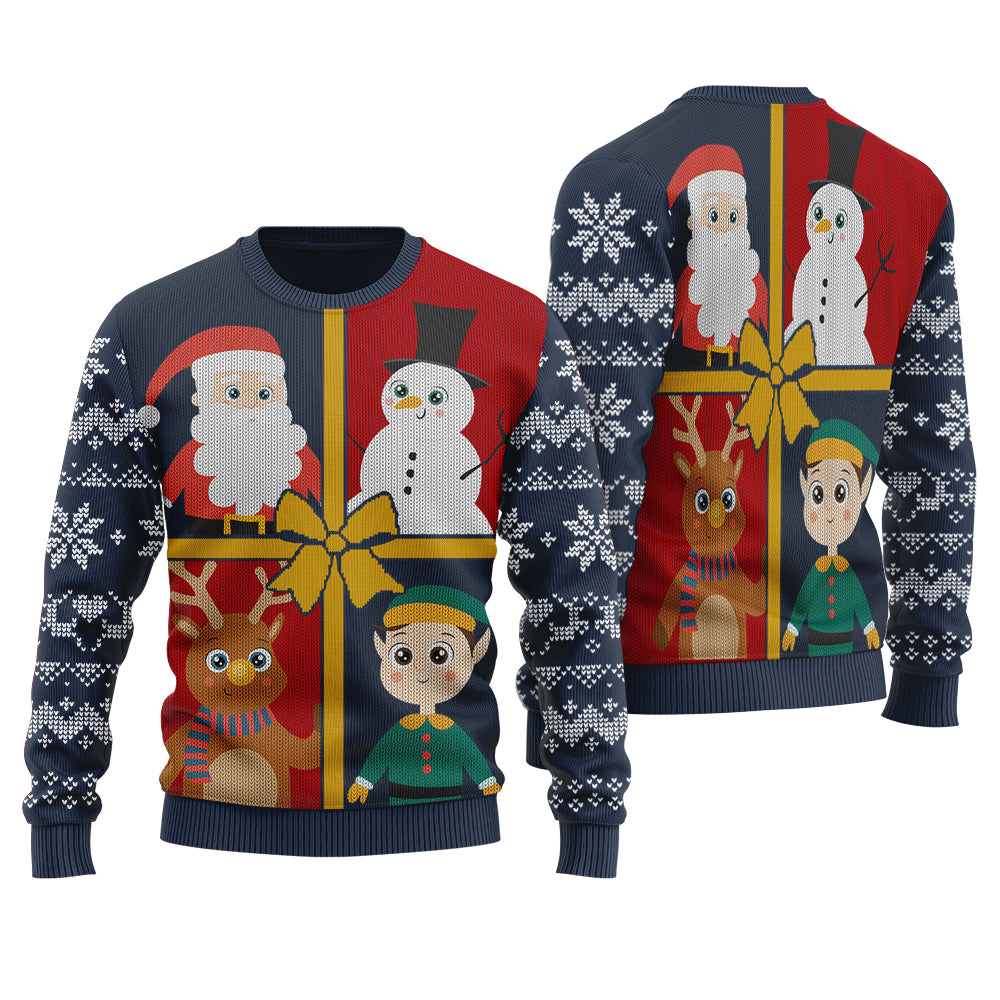Santa Squad Ugly Christmas Sweater Navy