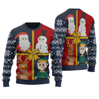 Santa Squad Ugly Christmas Sweater Navy