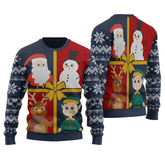 Santa Squad Ugly Christmas Sweater Navy